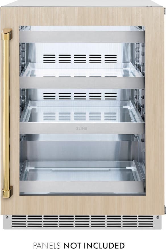 Zline RBSPOZ24G Panel Ready With Glass Door And Polished Gold Hand...