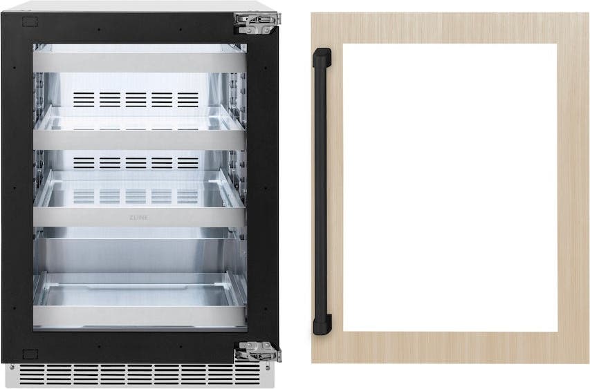 Zline RBSPOZ24MB Panel Ready With Glass Door And Matte Black Handle