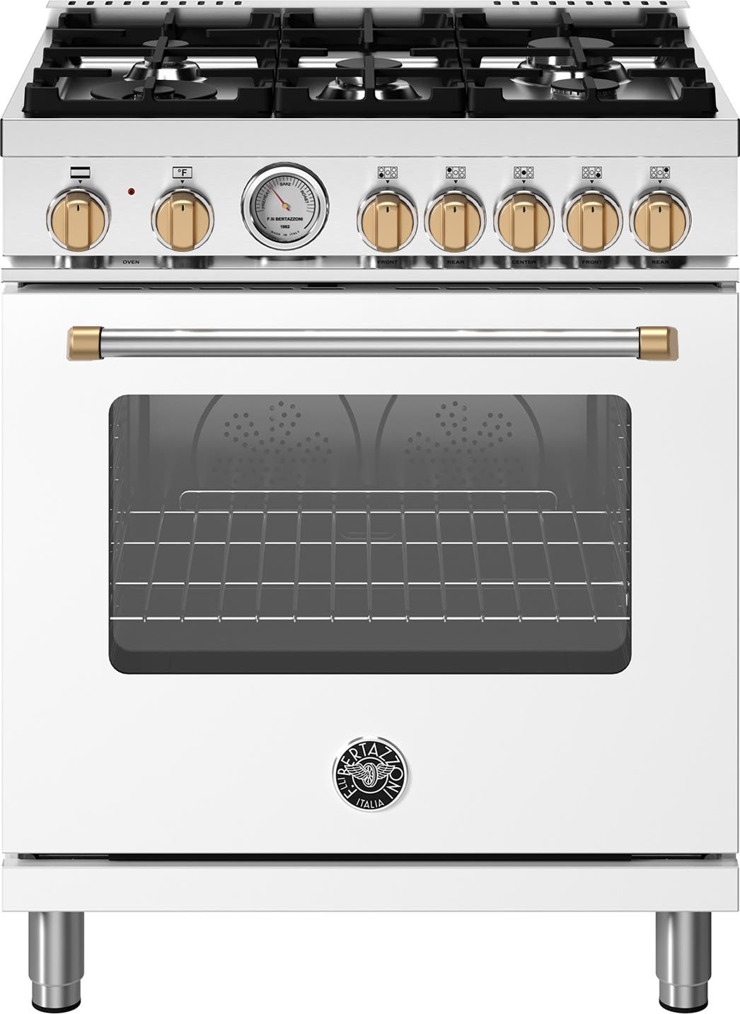Bertazzoni MAS305DFMBG White With Gold Trim