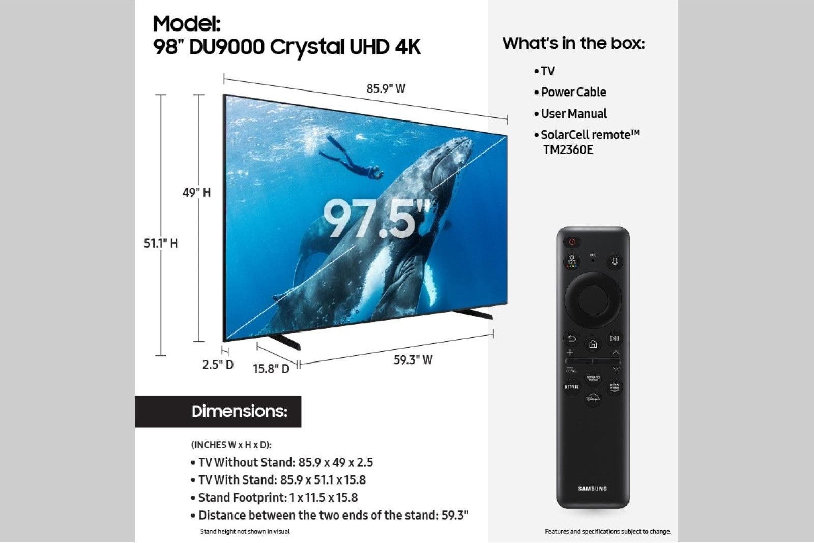 Samsung Electronics UN98DU9000FXZA 98 Inch