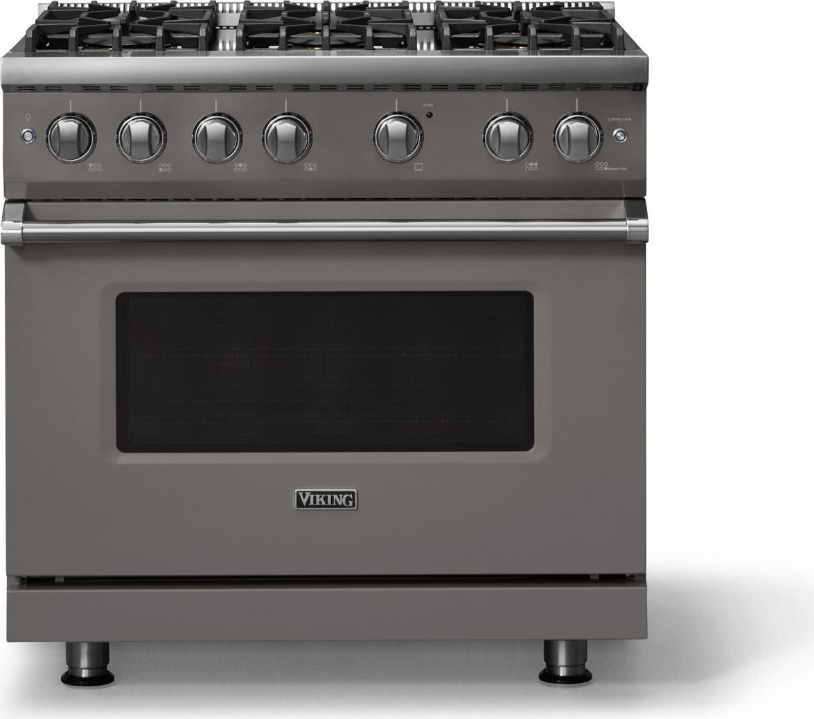 Viking VGR53646BCSBBLP 36 Inch 6 Burner Gas Range: Cast Black Cast
