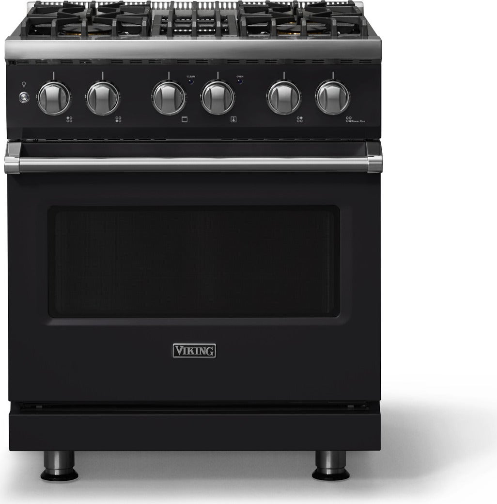Viking VDR53044BONLP 30 Inch 4 Burner Dual Fuel Range: Onyx