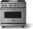 36 Inch 4 Burner Dual Fuel Range With Griddle And Self Cleaning
