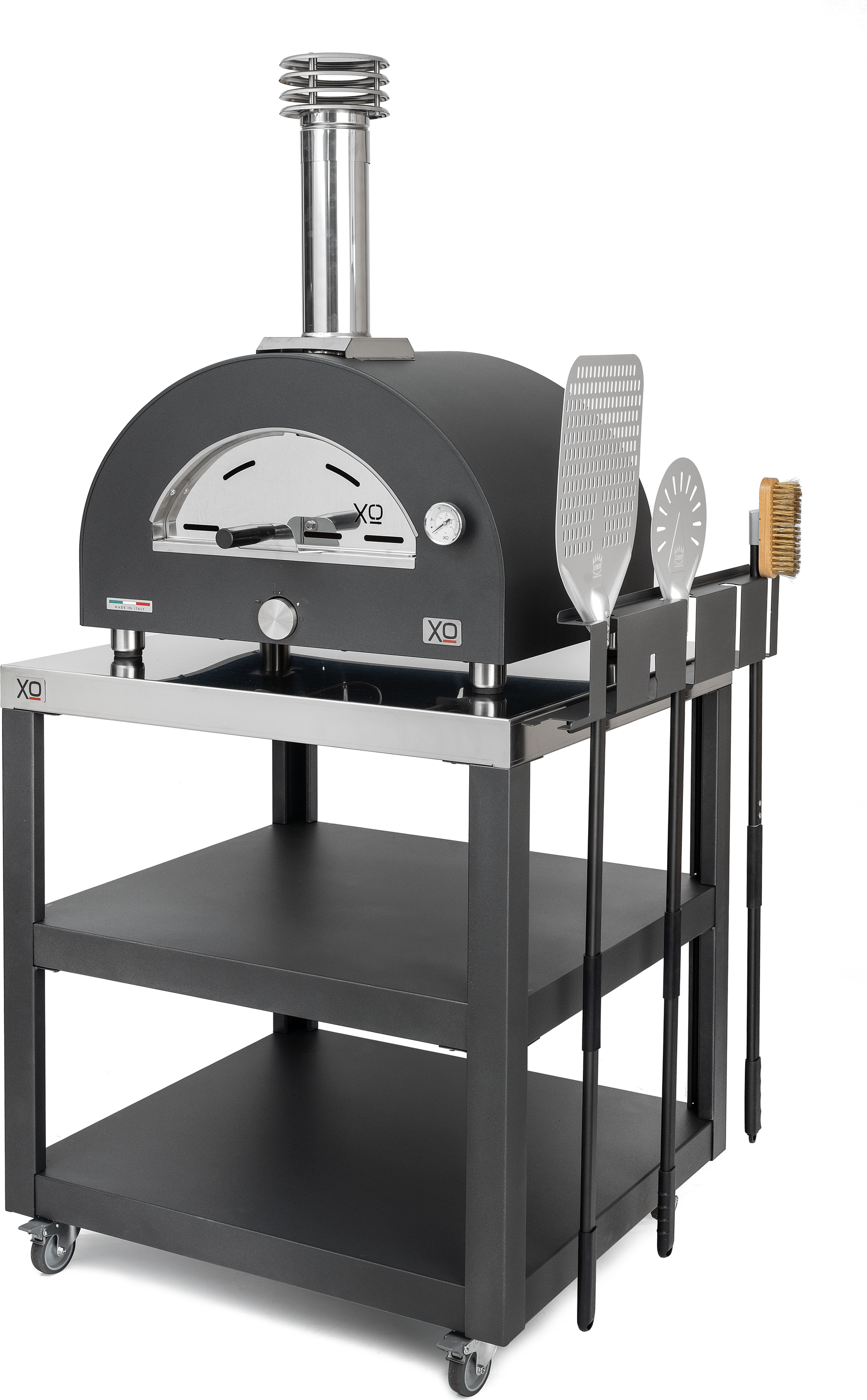 XO XOPIZZA1HCAL 24 Inch Hybrid Wood/Gas Pizza Oven: Liquid Propane