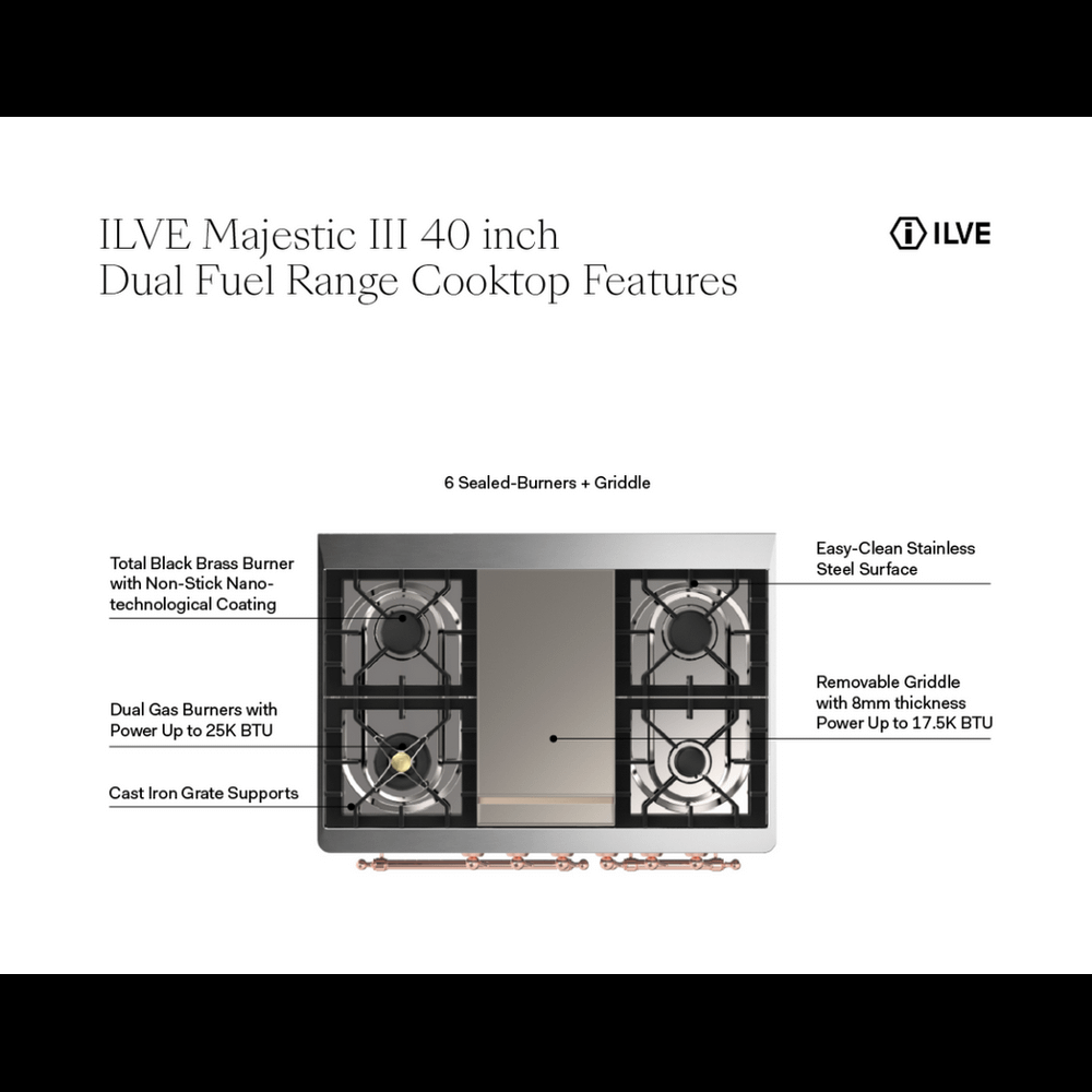 Ilve UMD40FNR3SSG Natural Gas, Triple Glass Door, Stainless Steel, B...