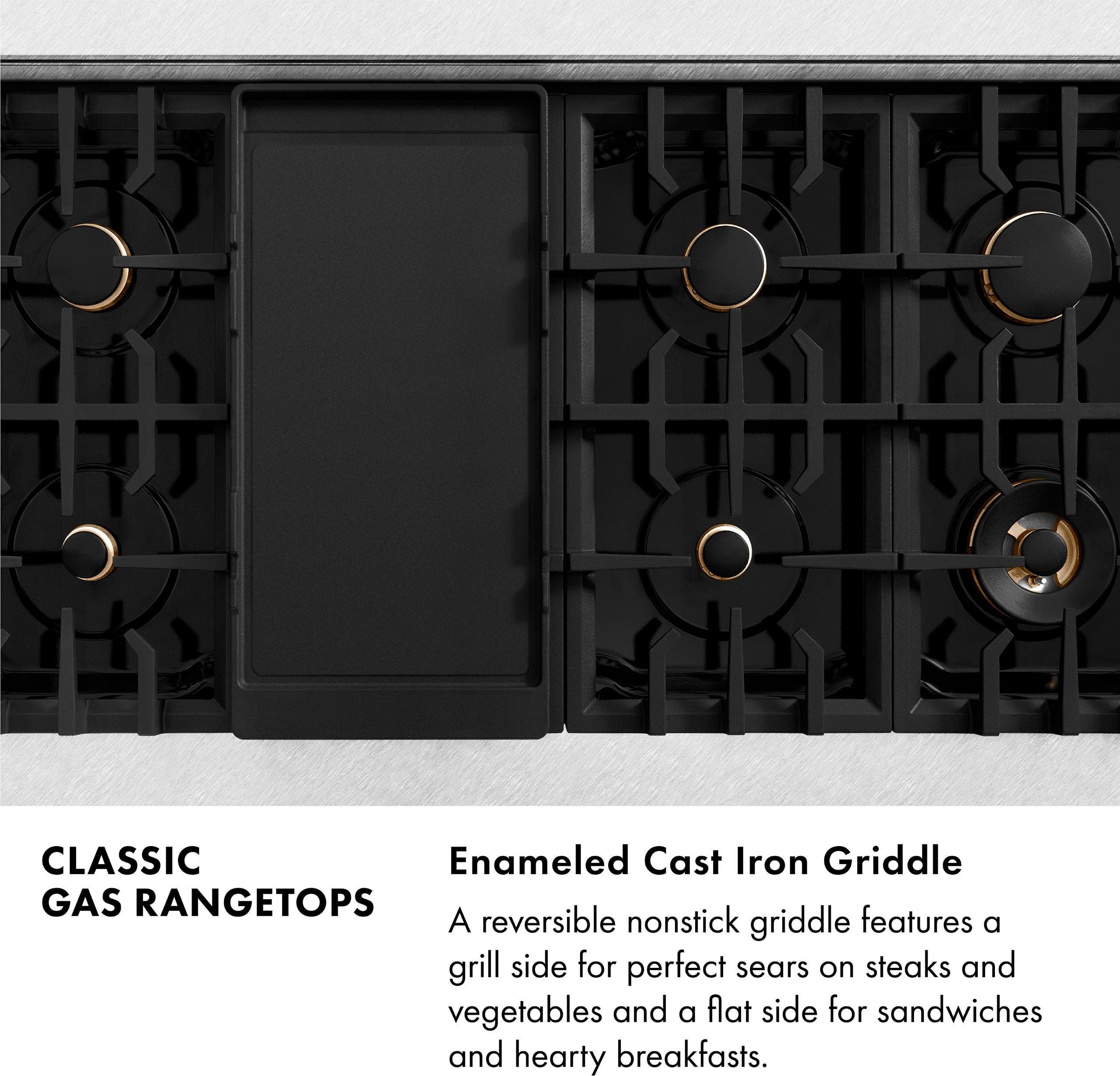 Zline RTSBRGR48 Durasnow Stainless Steel With Griddle, Brass Burne...