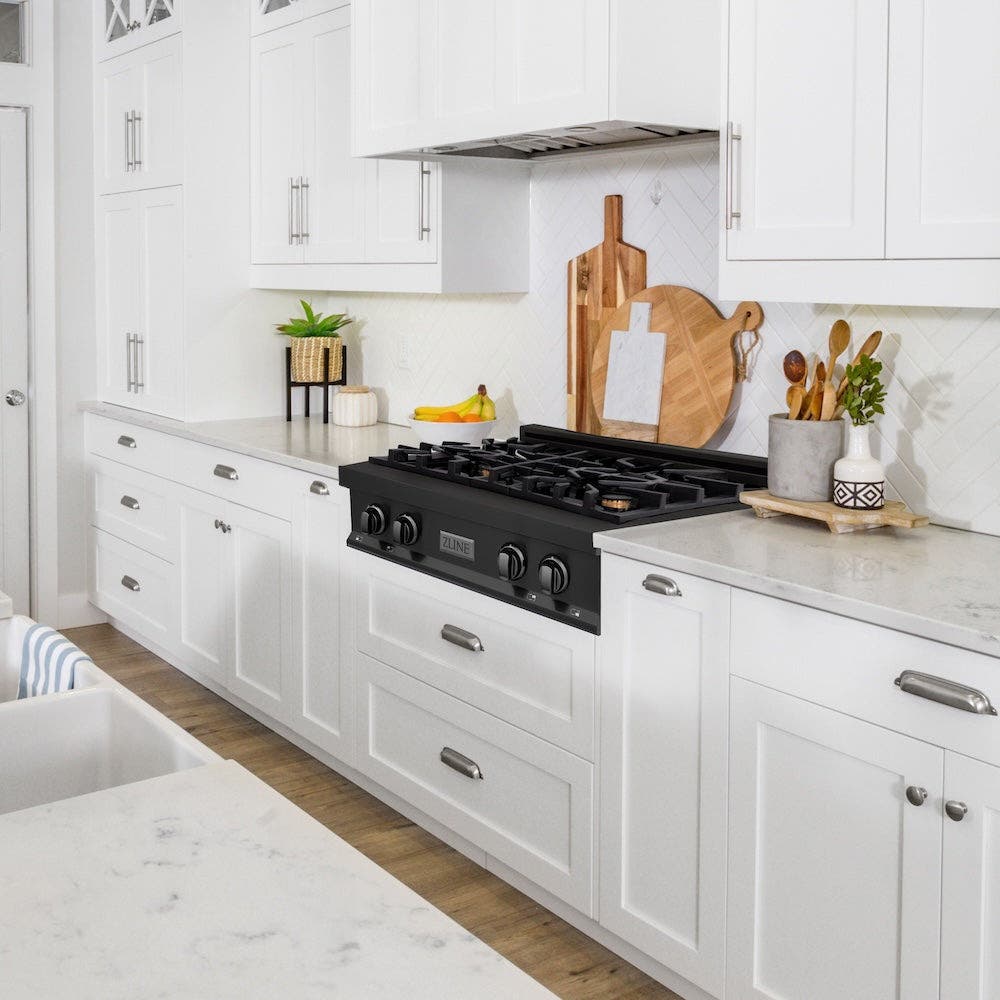 Zline RTBBR30 Black Stainless Steel, Brass Burners