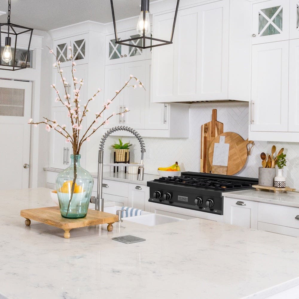 Zline RTBBR30 Black Stainless Steel, Brass Burners
