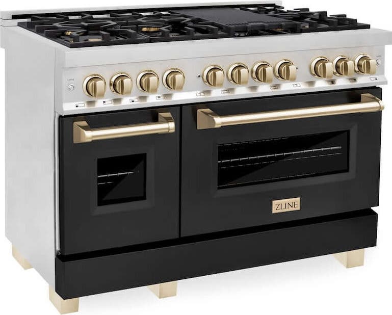 Zline RAZBLM48G Stainless Steel With Black Matte Door And Polished...