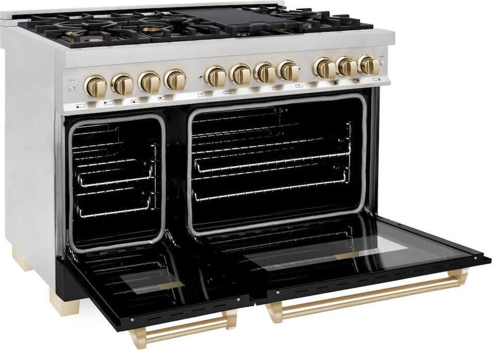 Zline RAZBLM48G Stainless Steel With Black Matte Door And Polished...