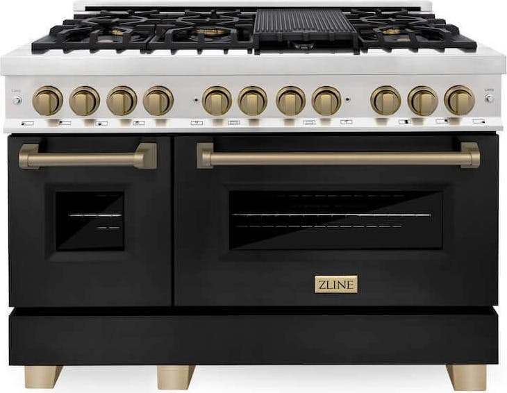 Zline RAZBLM48CB Stainless Steel With Black Matte Door And Champagn...
