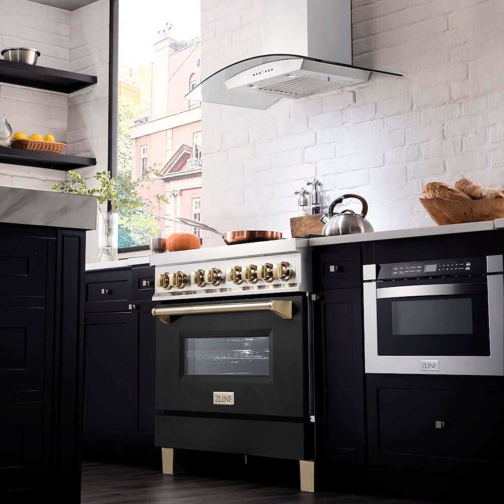 Zline RAZBLM36G Stainless Steel With Black Matte Door And Polished...
