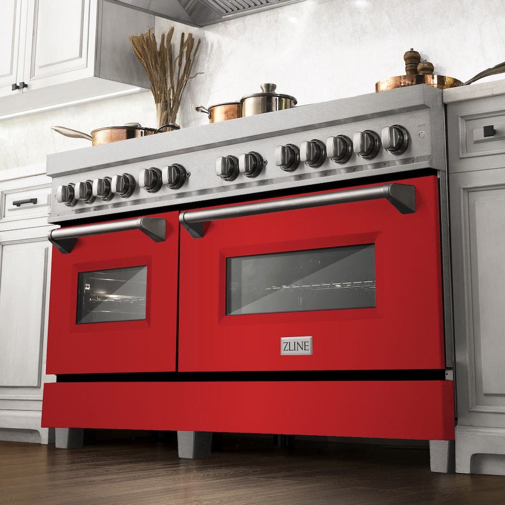 Zline RASRM60 DuraSnow Stainless Steel with Red Matte Doors