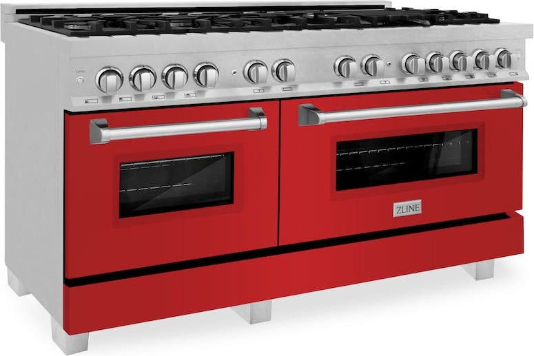Zline RASRM60 DuraSnow Stainless Steel with Red Matte Doors