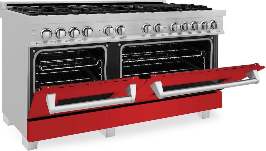 Zline RASRM60 DuraSnow Stainless Steel with Red Matte Doors