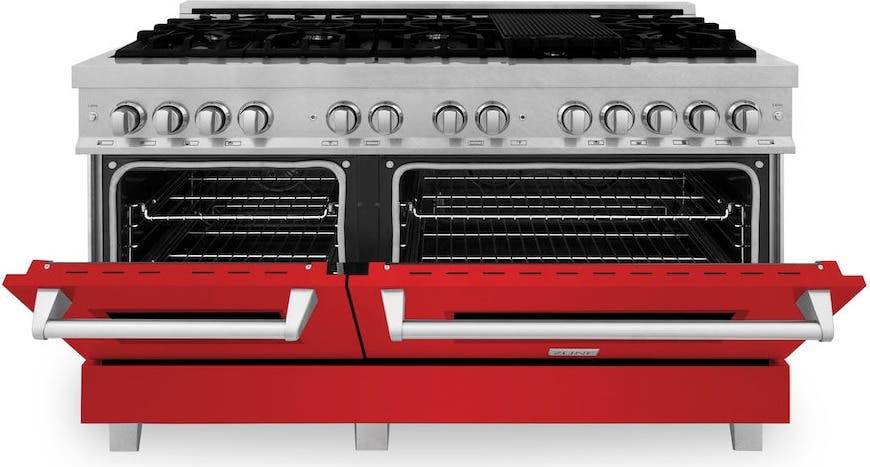Zline RASRM60 DuraSnow Stainless Steel with Red Matte Doors