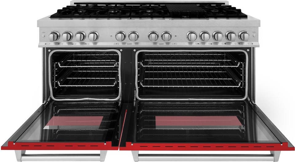 Zline RASRM60 DuraSnow Stainless Steel with Red Matte Doors