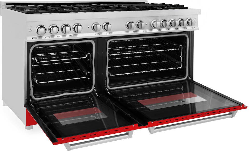 Zline RARM60 Stainless Steel And Red Matte Door