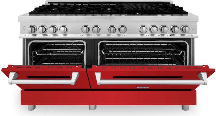 Zline RARM60 Stainless Steel And Red Matte Door