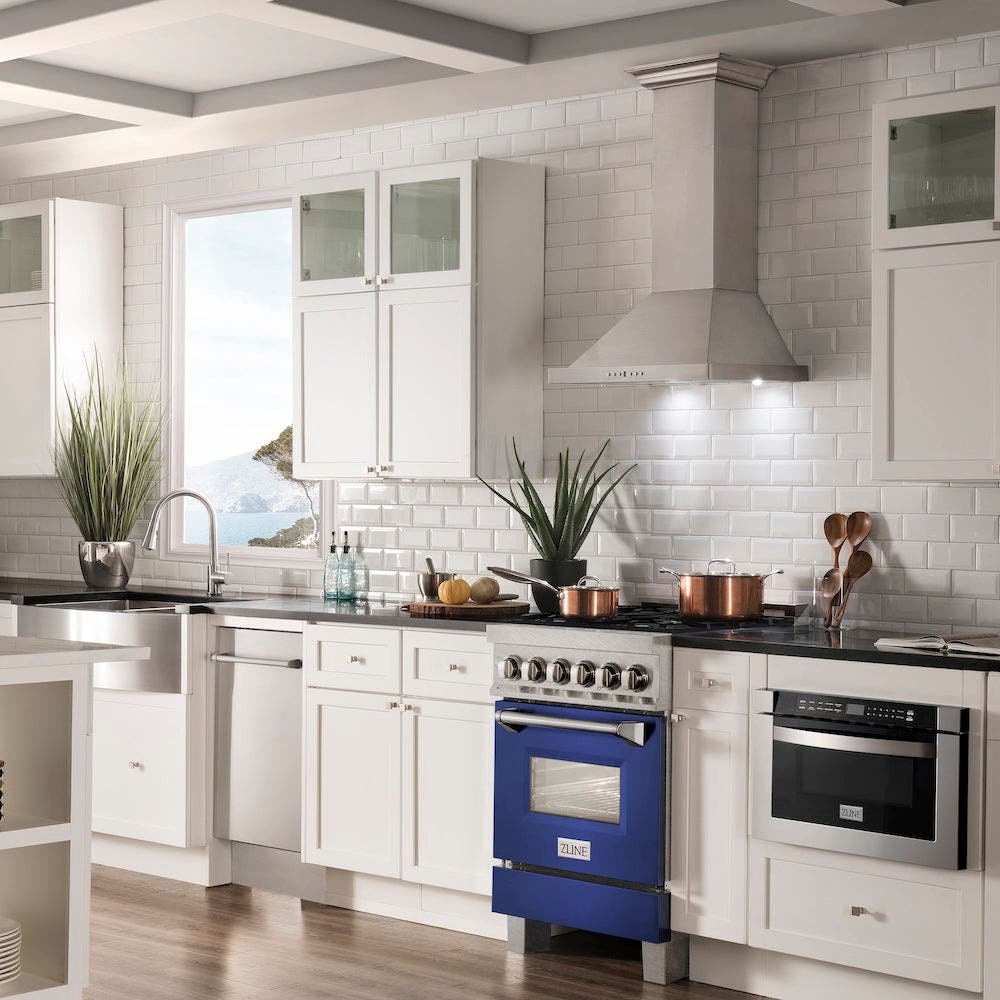 Zline RASBM24 Durasnowstainless Steel With Blue Matte Door