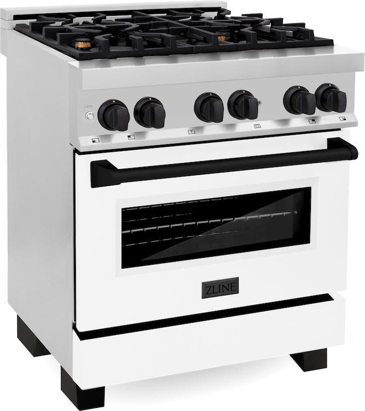 Zline RAZWM30MB Stainless Steel With White Matte Door And Matte Bl...