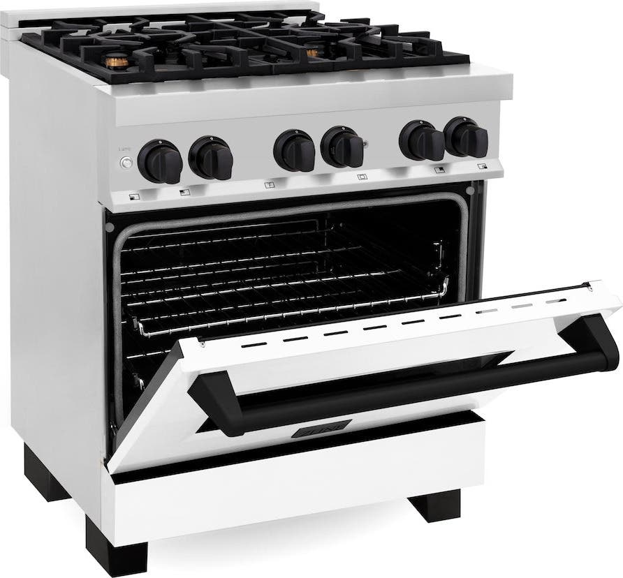 Zline RAZWM30MB Stainless Steel With White Matte Door And Matte Bl...