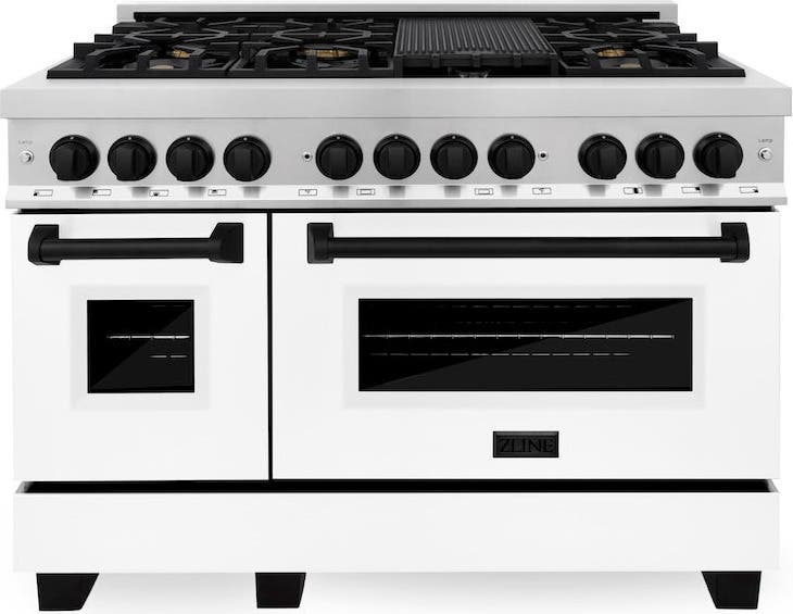 Zline RAZWM48MB Stainless Steel With White Matte Door And Matte Bl...