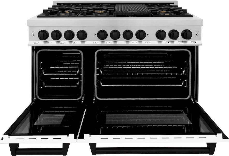 Zline RAZWM48MB Stainless Steel With White Matte Door And Matte Bl...