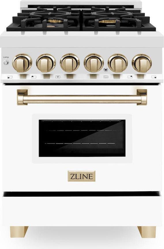 Zline RAZWM24G Stainless Steel With White Matte Door And Gold Acc...