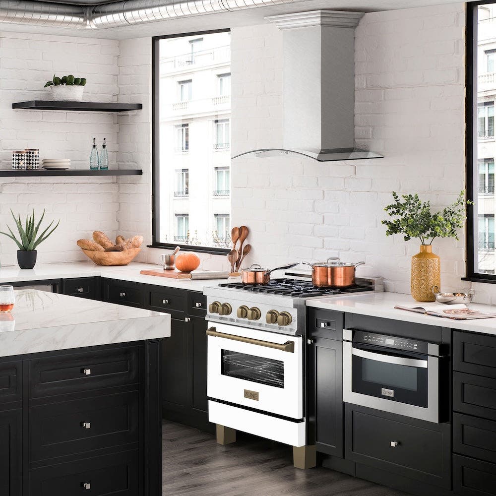 Zline RASZWM30CB Durasnow Stainless Steel With White Matte Door And...