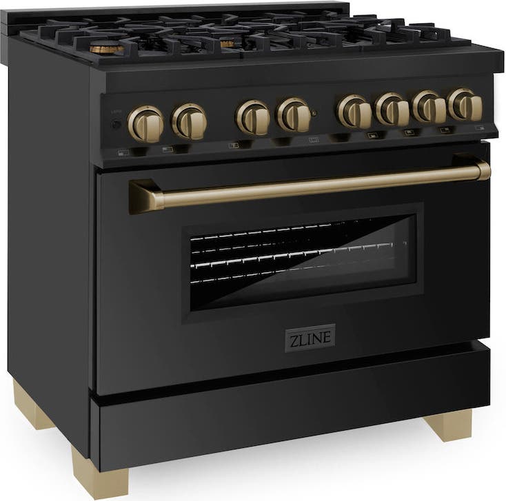Zline RABZ36CB Black Stainless Steel with Champagne Bronze Accent...