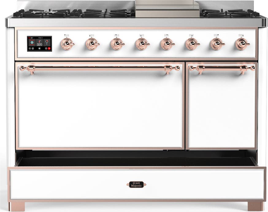 Ilve UM48FQNR3WHPLP White With Copper Trim, Liquid Propane