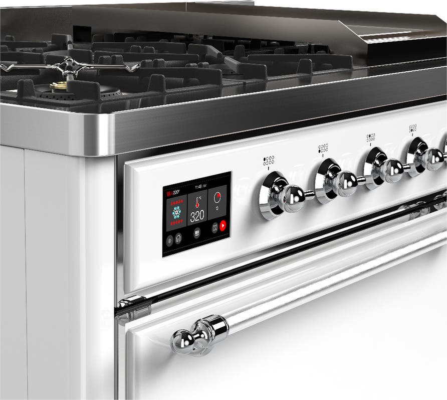 Ilve UM48FQNR3WHCLP White With Chrome Trim, Liquid Propane