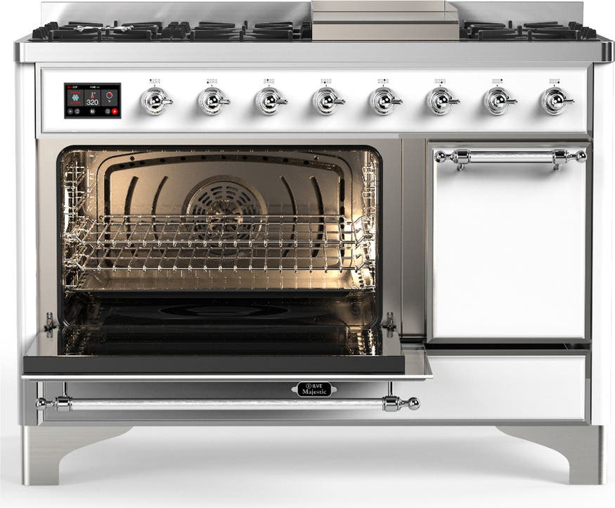 Ilve UM48FQNR3WHC White With Chrome Trim, Natural Gas
