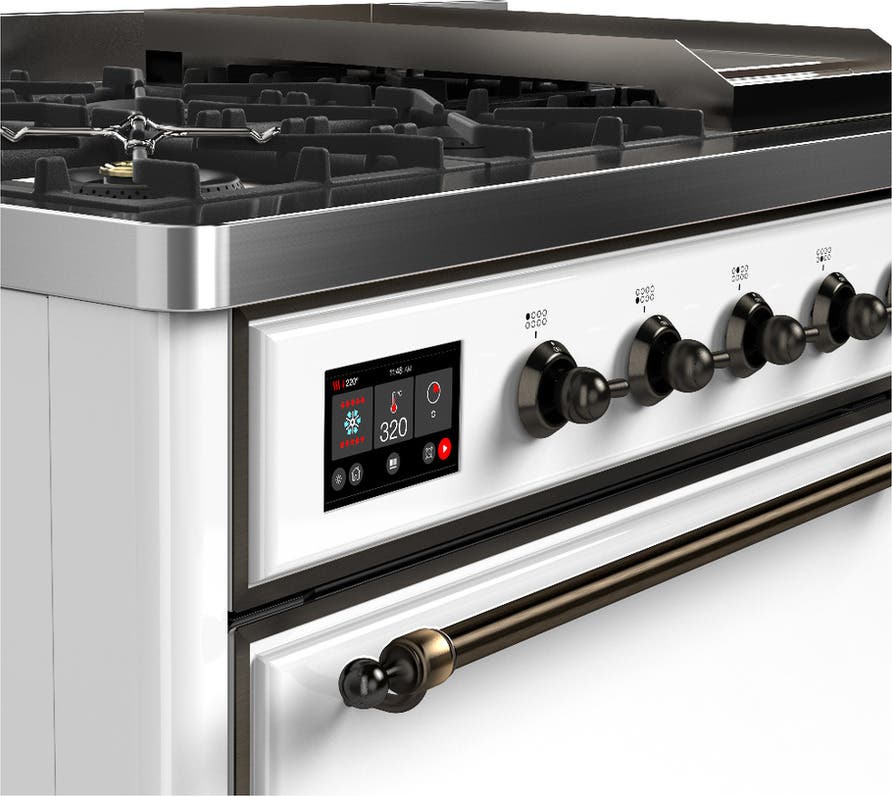 Ilve UM48FQNR3WHBLP White With Burnished Trim, Liquid Propane