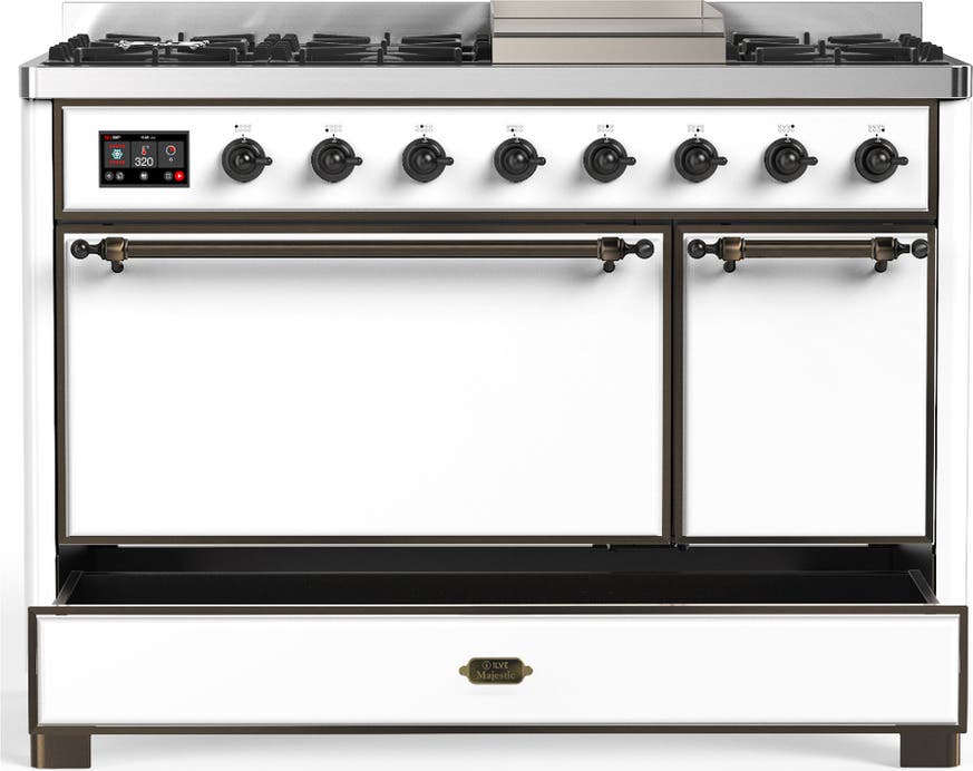 Ilve UM48FQNR3WHB White With Burnished Trim, Natural Gas