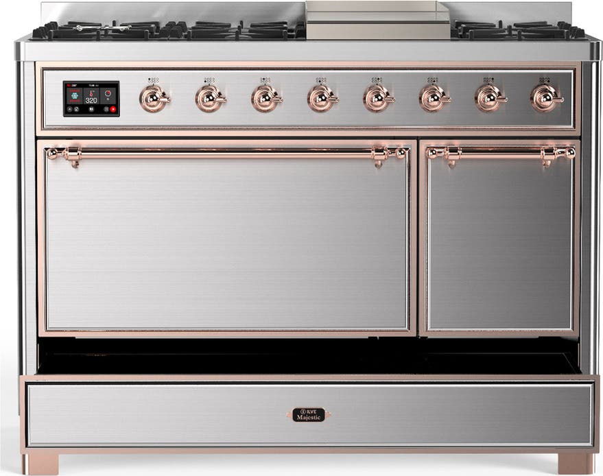 Ilve UM48FQNR3SSP Stainless Steel With Copper Trim, Natural Gas