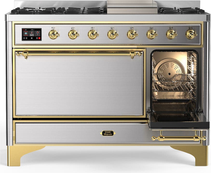 Ilve UM48FQNR3SSGLP Stainless Steel With Brass Trim, Liquid Propane