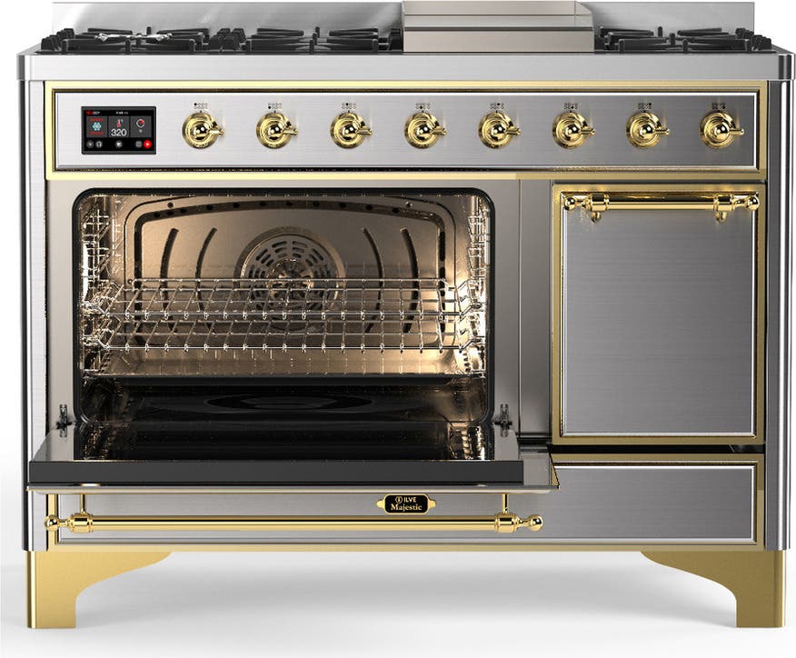 Ilve UM48FQNR3SSG Stainless Steel With Brass Trim, Natural Gas