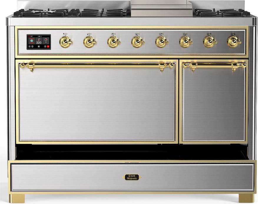 Ilve UM48FQNR3SSG Stainless Steel With Brass Trim, Natural Gas