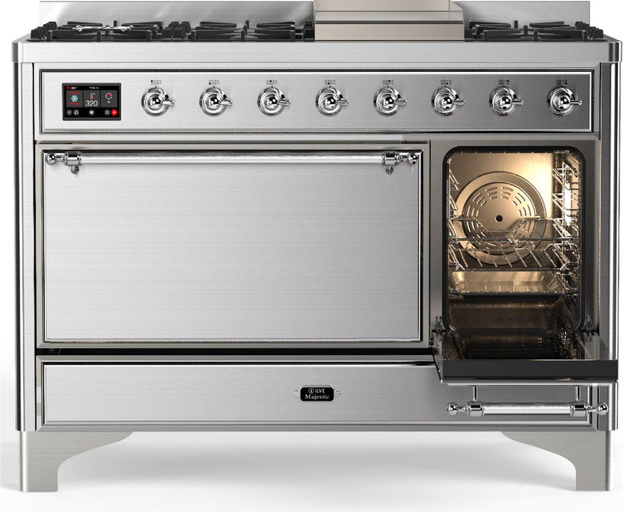 Ilve UM48FQNR3SSC Stainless Steel With Chrome Trim, Natural Gas