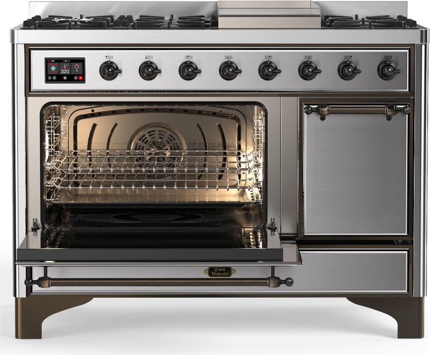 Ilve UM48FQNR3SSB Stainless Steel With Burnished Trim, Natural Gas