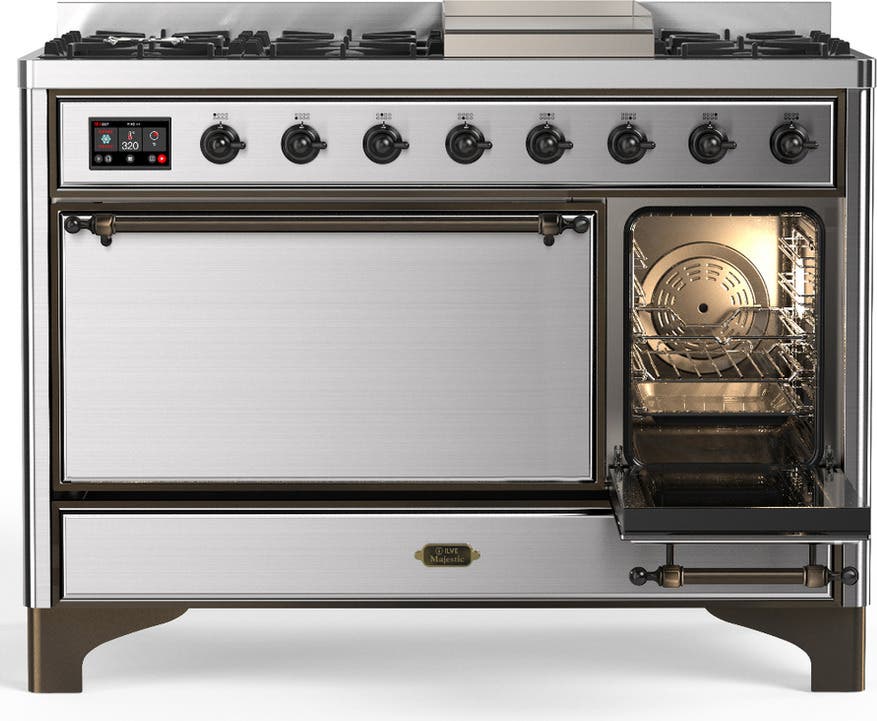 Ilve UM48FQNR3SSB Stainless Steel With Burnished Trim, Natural Gas