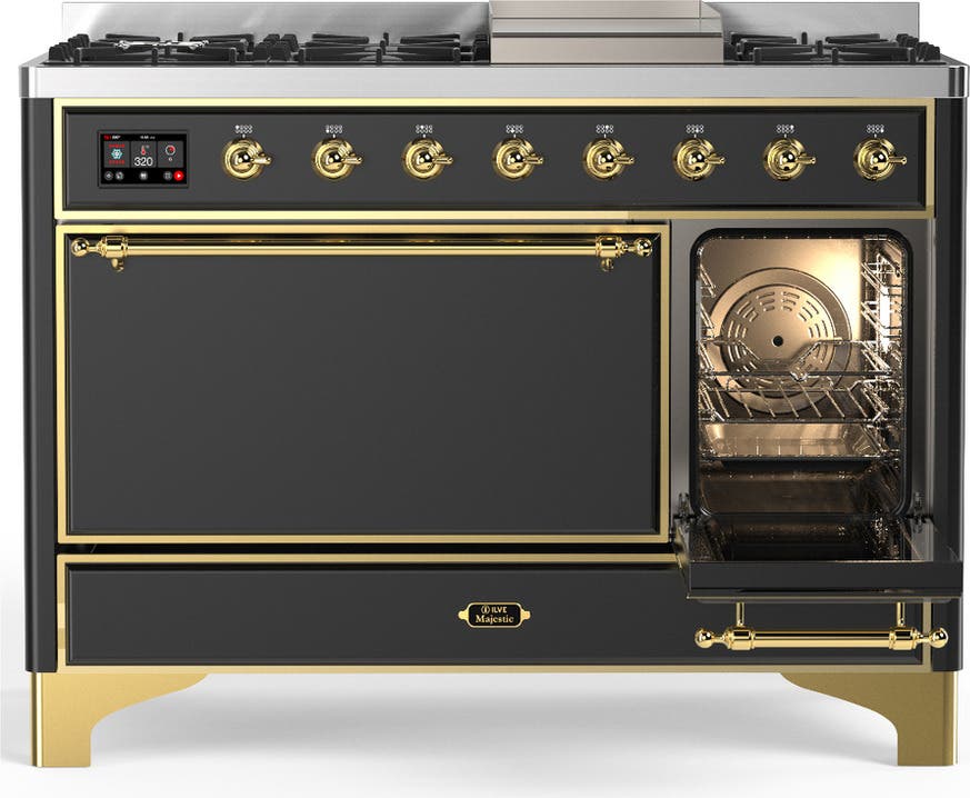 Ilve UM48FQNR3MGGLP Matte Graphite With Brass Trim, Liquid Propane
