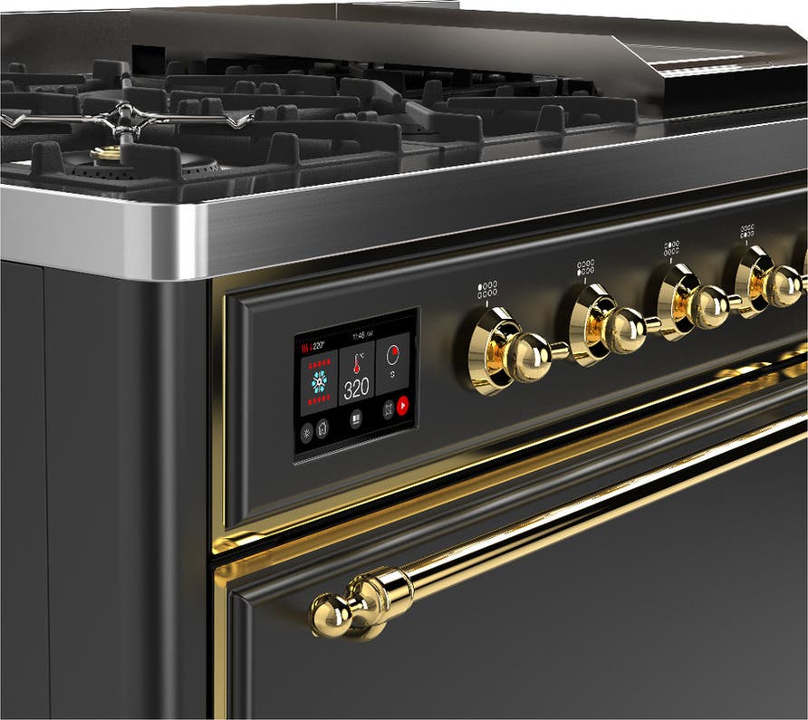 Ilve UM48FQNR3MGG Matte Graphite With Brass Trim, Natural Gas