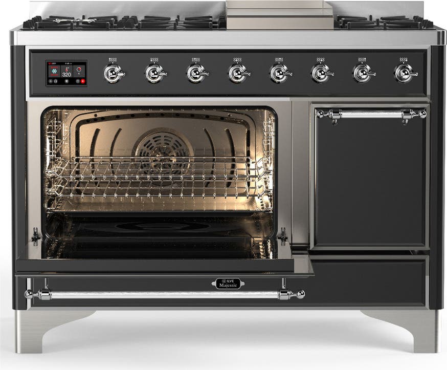 Ilve UM48FQNR3MGC Matte Graphite With Chrome Trim, Natural Gas