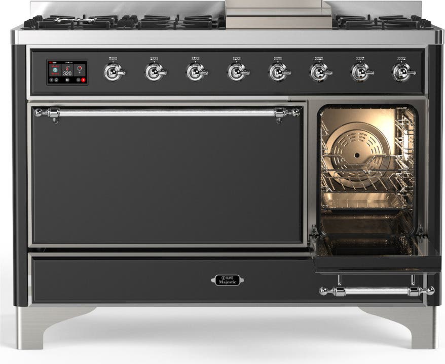 Ilve UM48FQNR3MGC Matte Graphite With Chrome Trim, Natural Gas