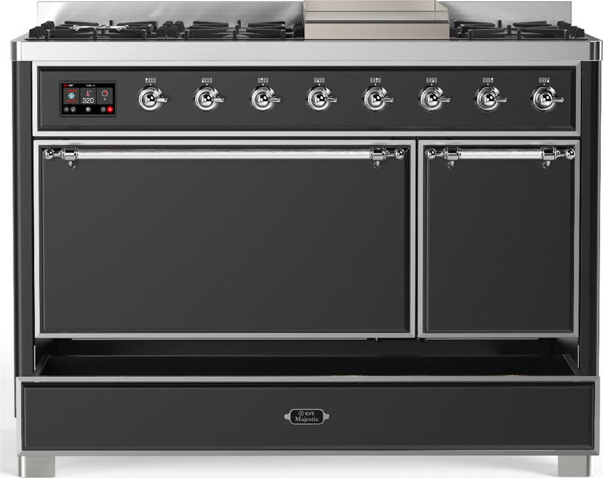 Ilve UM48FQNR3MGC Matte Graphite With Chrome Trim, Natural Gas