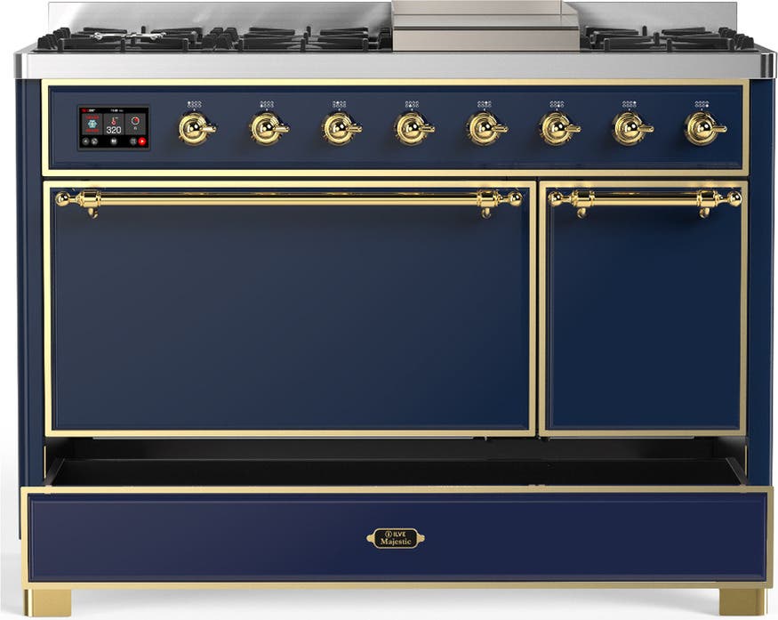 Ilve UM48FQNR3MBGLP Midnight Blue With Brass Trim, Liquid Propane