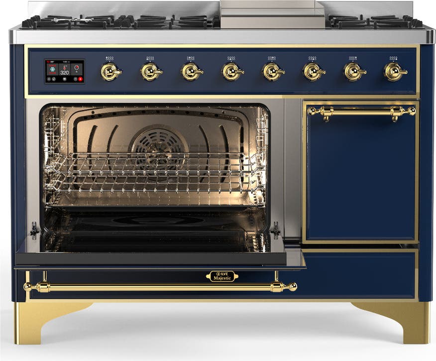 Ilve UM48FQNR3MBG Midnight Blue With Brass Trim, Natural Gas